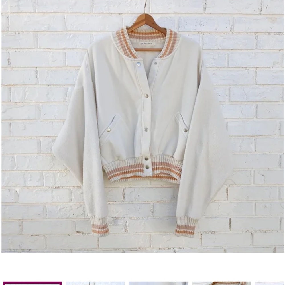 Free People Hollaback Bomber Jacket Shade Of Cream